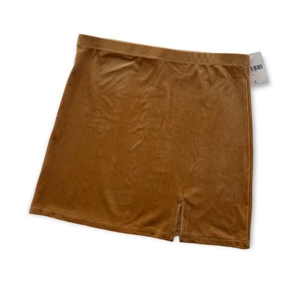 Forever 21 Gold Velour Pull On Mini Skirt Large - Picture 1 of 6